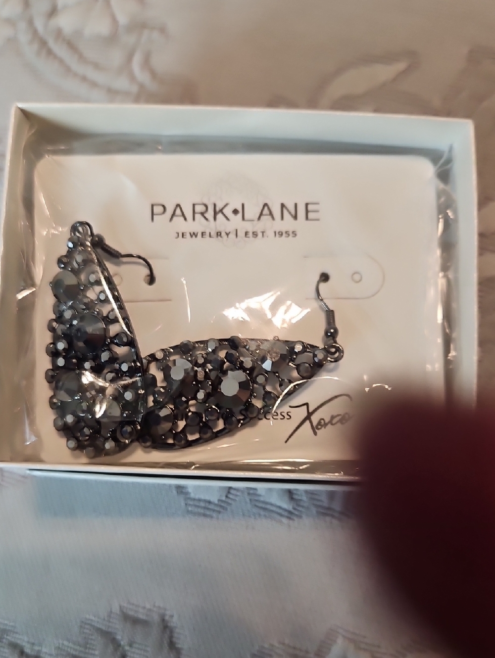 Park Lane black crystal butterfly dangle earrings